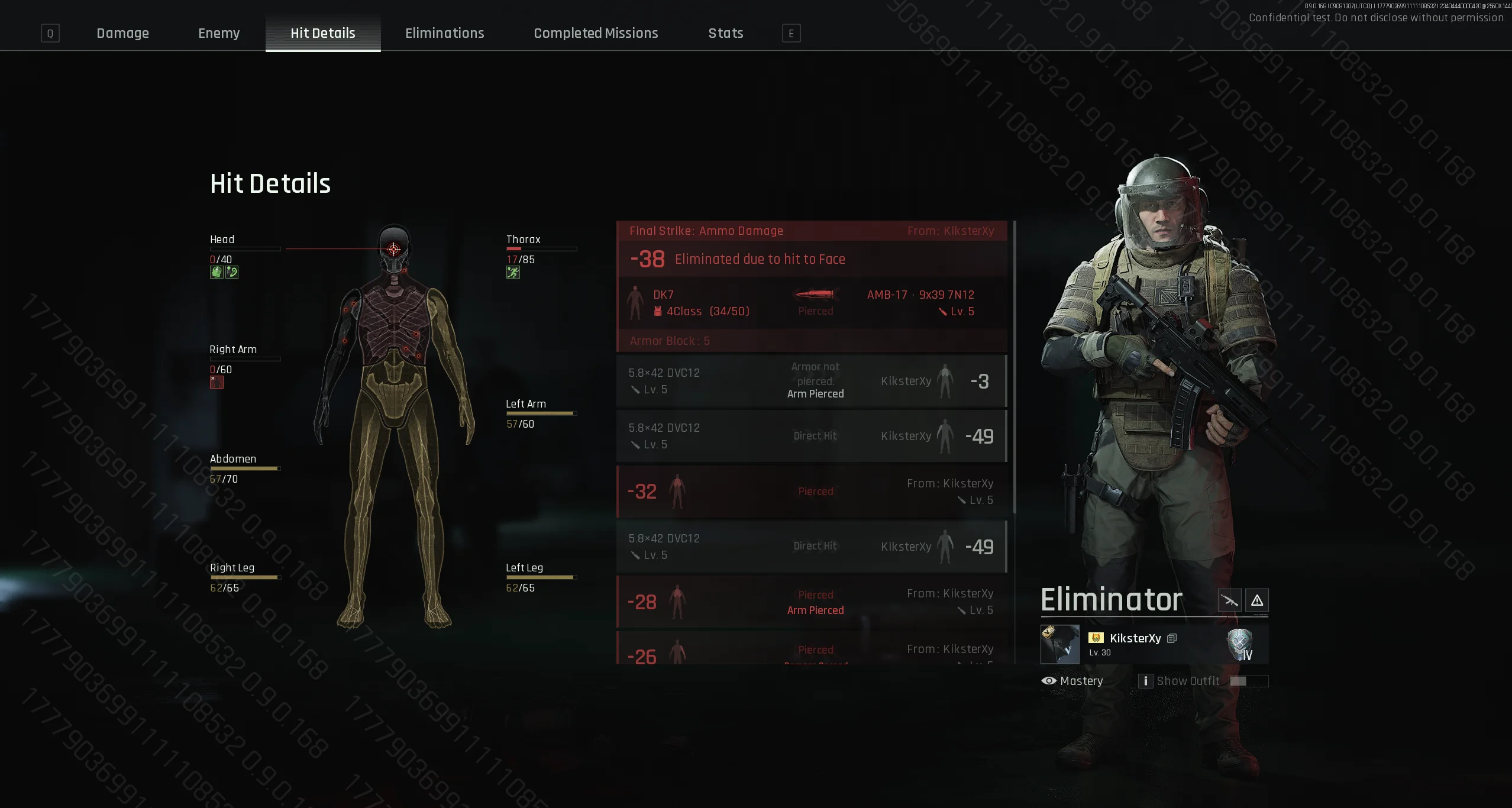 Hit Details Screen