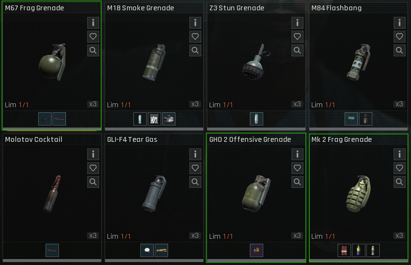 Frag and Offensive Grenades