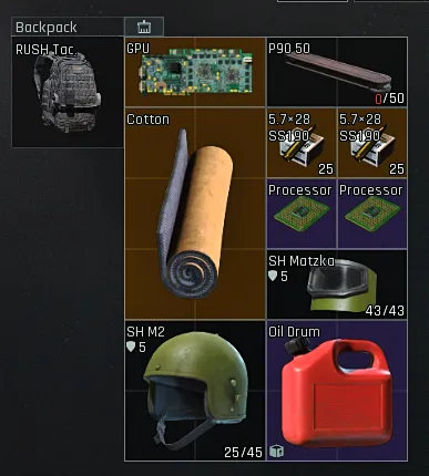 Unoptimized Backpack Layout