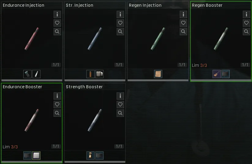 Regen and Endurance Boosters